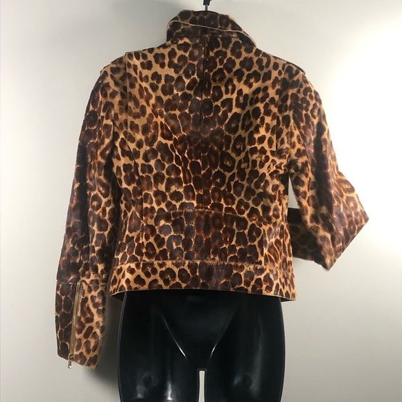 L’Agence by Agent Provocateur NWT Leather Leopard Biker Jacket Size Small - Picture 2 of 16